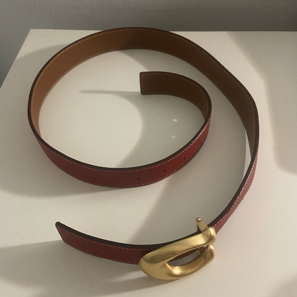 Coach reversible C signature red/brown belt - Picture 2 of 9